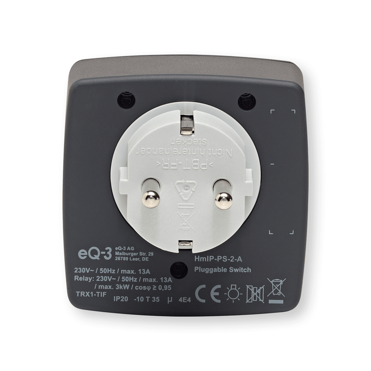 Homematic IP Schaltsteckdose, anthrazit HmIP-PS-2-A - offizielles Produktfoto